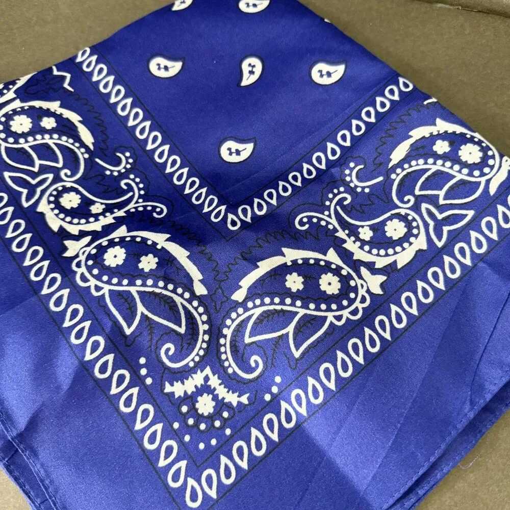 3 blue 3 red Paisley Print Bandana Cotton Head Warp Scarf Face Mask bundle of 6